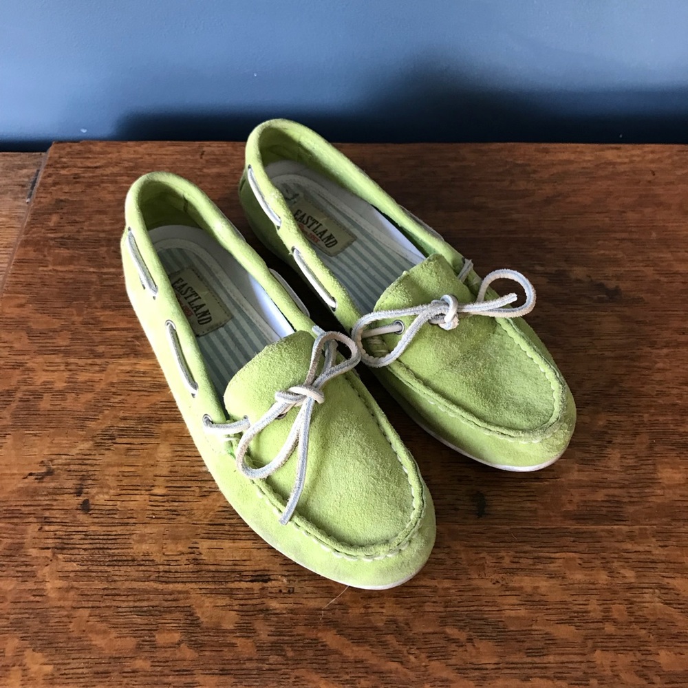 Lime green boat shoes